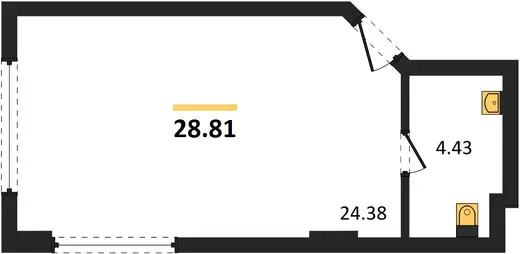 Квартира 1-комн. 28.81 кв. м