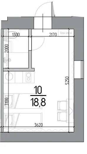 Апартаменты Студия 18.3 кв. м