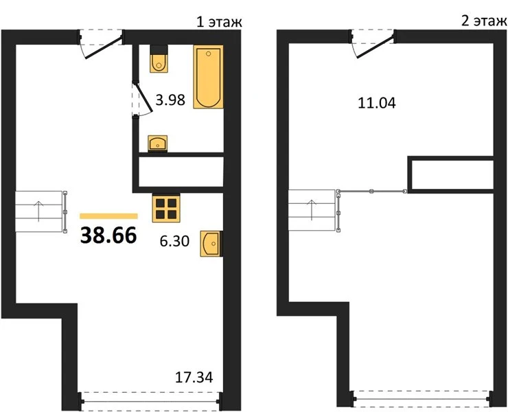 Квартира 1-комн. 38.66 кв. м