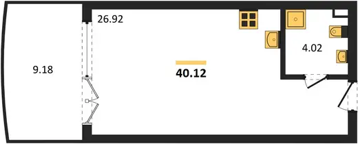 Апартаменты Студия 40.12 кв. м