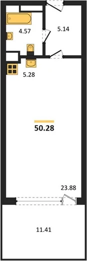 Апартаменты Студия 50.28 кв. м