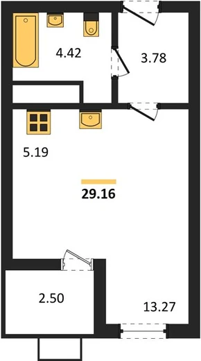 Квартира Студия 29.16 кв. м