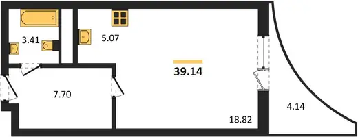 Квартира Студия 39.14 кв. м