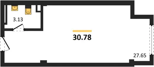 Квартира 1-комн. 30.78 кв. м