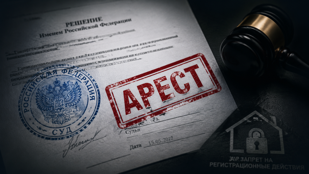 судебная печать на документе, символ ареста недвижимости, красный штамп запрет, стоп-сигнал сделка.png