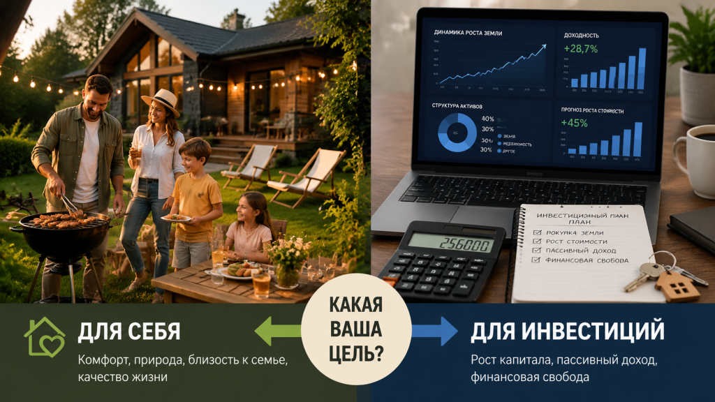 коллаж семья у дома и ноутбук с графиками, две цели покупки земли, для жизни и для инвестиций, контраст эмоции и цифры.png коллаж семья у дома и ноутбук с графиками, две цели покупки земли, для жизни и для инвестиций, контраст эмоции и цифры.png