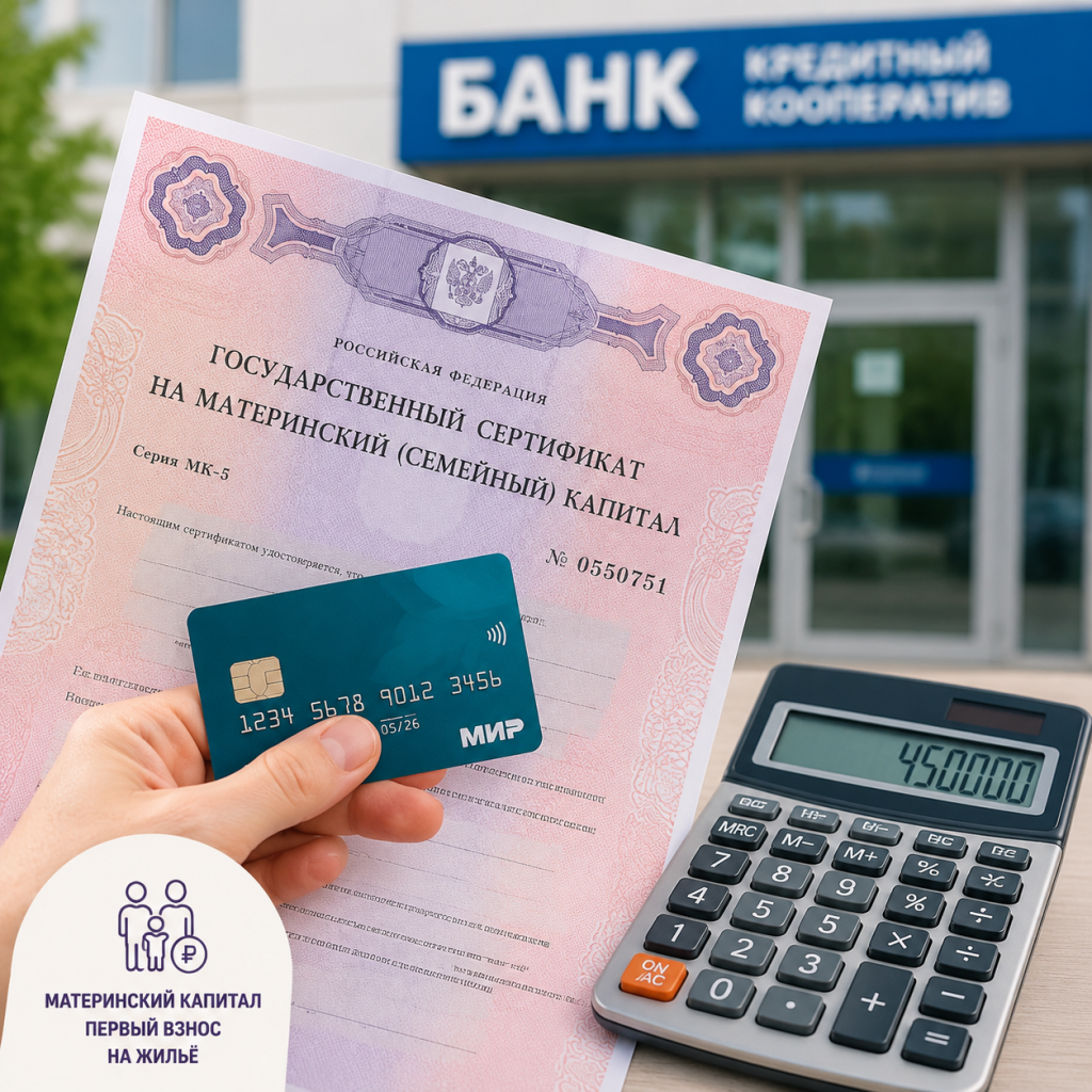 рука с сертификатом маткапитала и картой, калькулятор.png