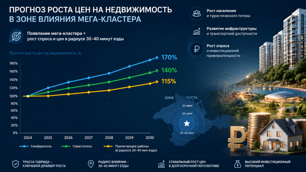 прогноз роста цен на недвижимость Крым, влияние парка развлечений на рынок, график инвестиционной привлекательности, зона роста у трассы Таврида.png