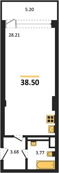 Квартира Студия 38.5 кв. м