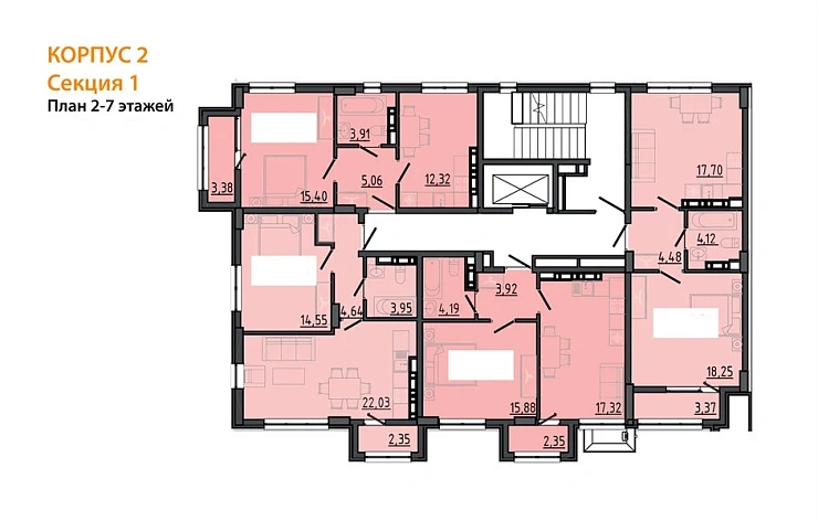 Квартира 1-комн. 45.87 кв. м