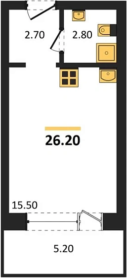 Апартаменты Студия 26.2 кв. м