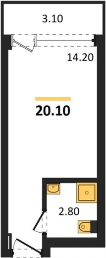 Апартаменты Студия 20.1 кв. м