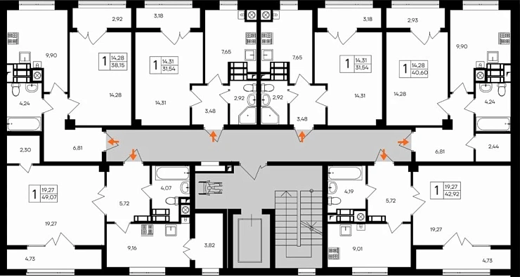 Квартира 1-комн. 38.15 кв. м