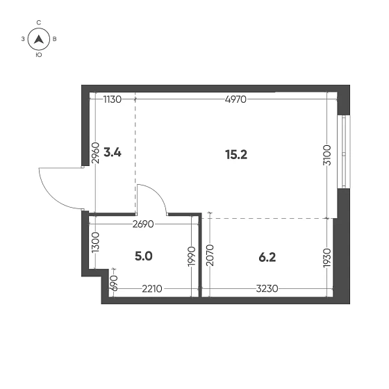 Квартира Студия 29.8 кв. м