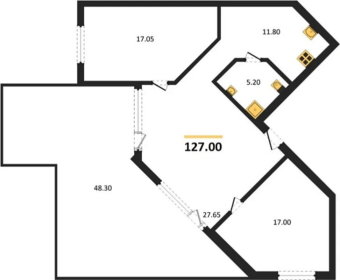 Апартаменты 2-комн. 127 кв. м