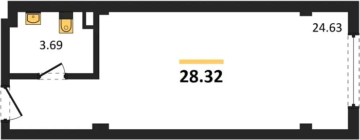 Квартира 1-комн. 28.32 кв. м