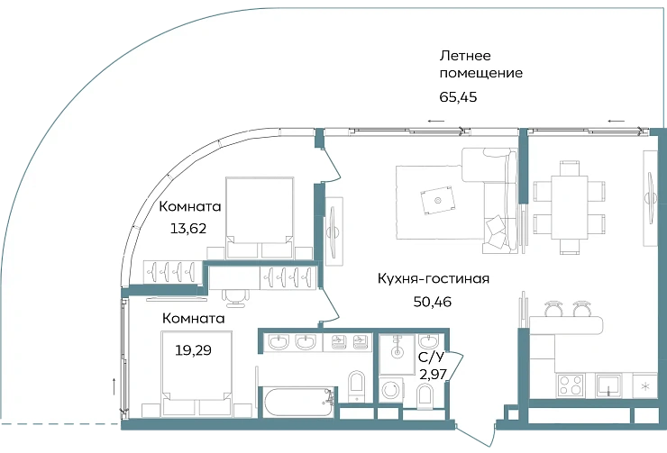 Апартаменты 3-комн. 151.79 кв. м