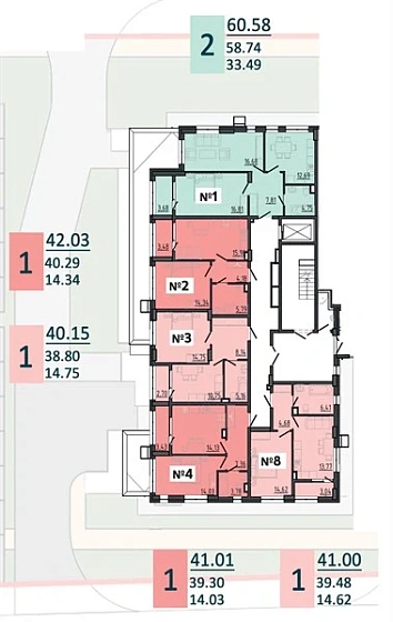 Квартира 2-комн. 60.58 кв. м