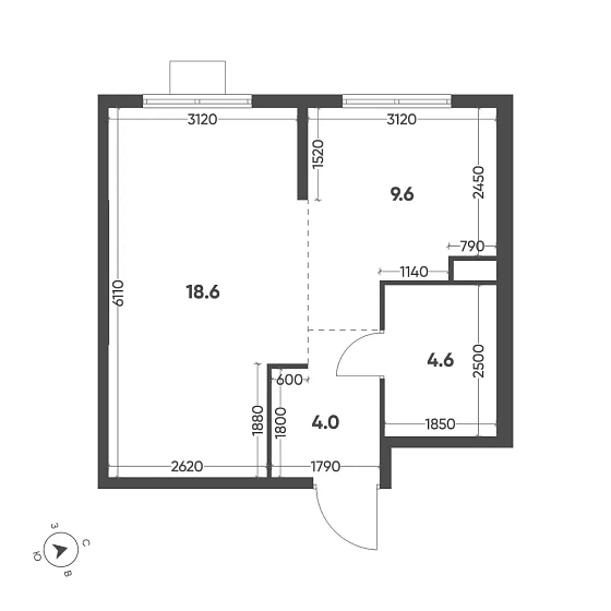 Квартира Студия 36.8 кв. м