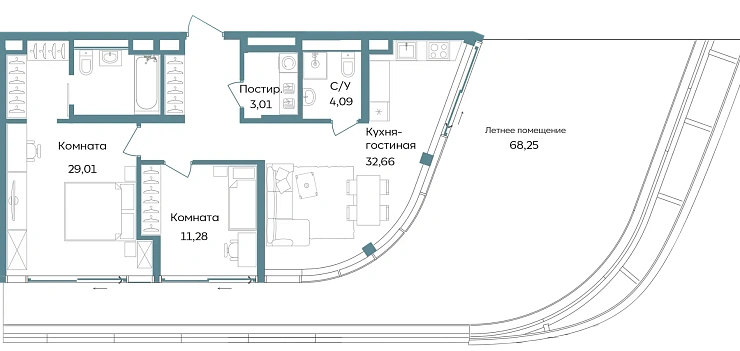 Апартаменты 3-комн. 148.3 кв. м