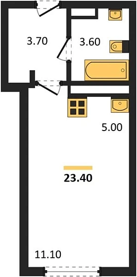 Квартира Студия 23.4 кв. м