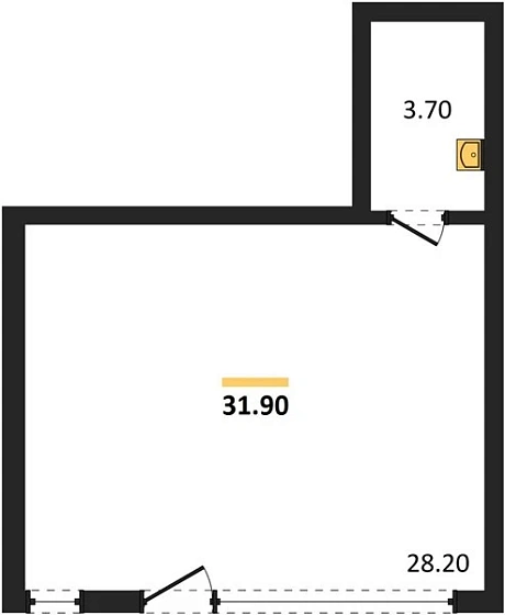 Квартира 1-комн. 31.9 кв. м