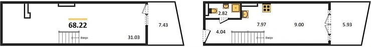 Квартира 1-комн. 68.22 кв. м
