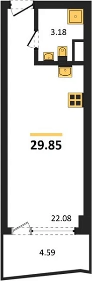 Апартаменты Студия 30.03 кв. м