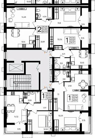 Квартира 1-комн. 34.17 кв. м