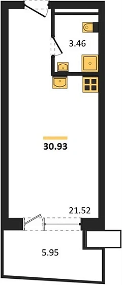 Апартаменты Студия 30.93 кв. м