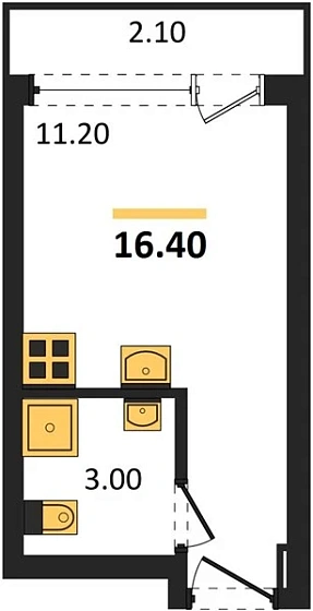 Апартаменты Студия 16.4 кв. м