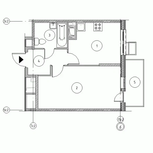 Квартира 1-комн. 36.55 кв. м