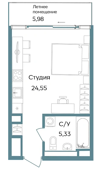 Объект недвижимости 35.86 кв. м