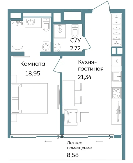 Объект недвижимости 51.59 кв. м