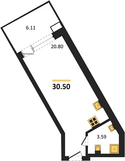 Апартаменты Студия 30.5 кв. м