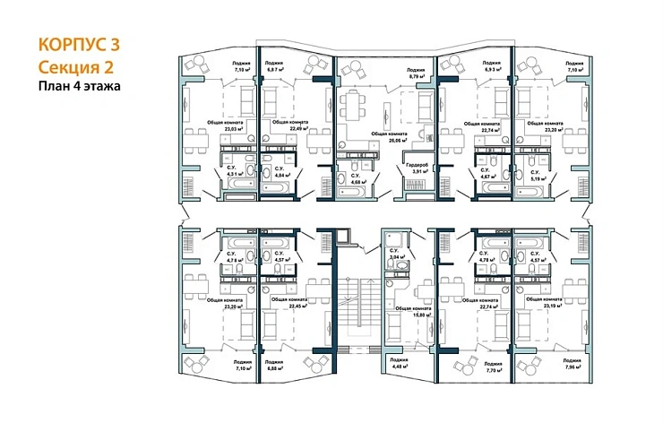 Апартаменты 1-комн. 34.3 кв. м