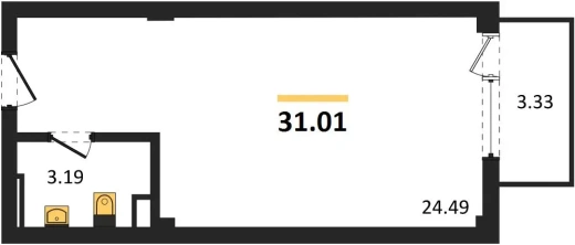 Квартира 1-комн. 31.01 кв. м