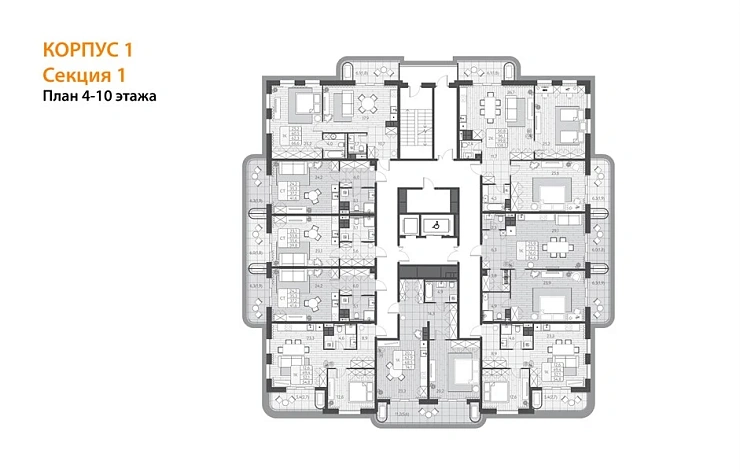 Квартира 1-комн. 74.1 кв. м