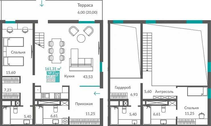 Квартира 3-комн. 131.41 кв.м