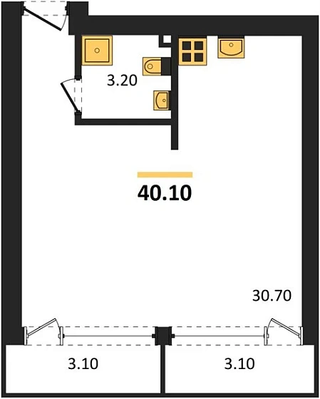 Апартаменты Студия 40.1 кв. м