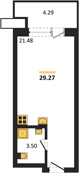 Апартаменты Студия 29.27 кв. м