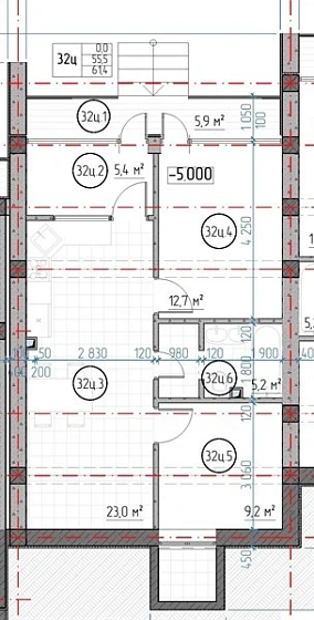 Апартаменты 2-комн. 60.6 кв. м