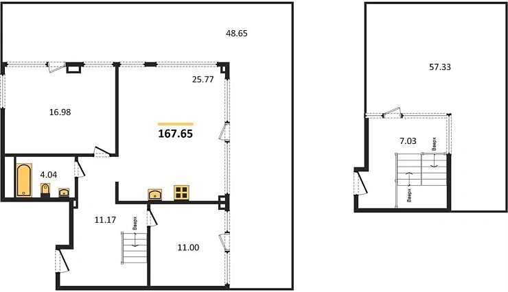 Апартаменты 2-комн. 167.65 кв. м