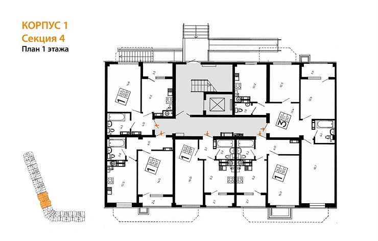 Квартира 1-комн. 34.4 кв. м