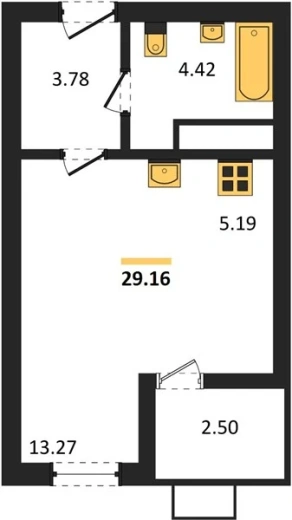 Квартира Студия 29.16 кв. м