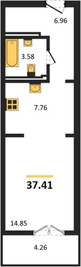 Квартира 1-комн. 37.41 кв. м