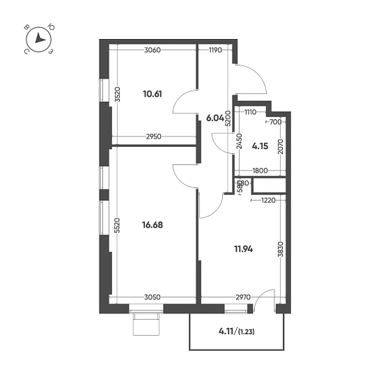 Квартира 2-комн. 50.65 кв. м