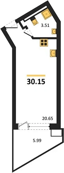 Апартаменты Студия 30.15 кв. м