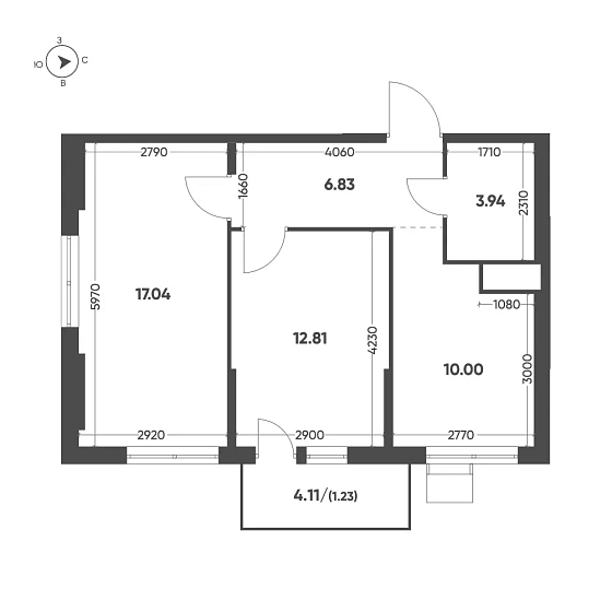 Квартира 2-комн. 51.85 кв. м