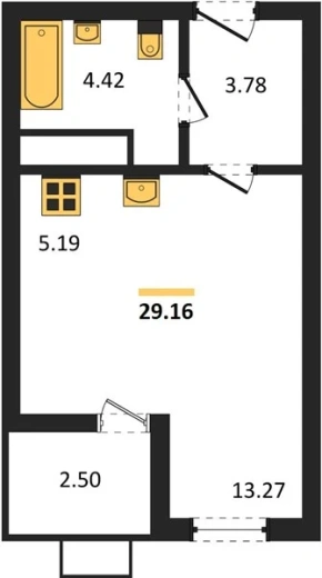 Квартира Студия 29.16 кв. м